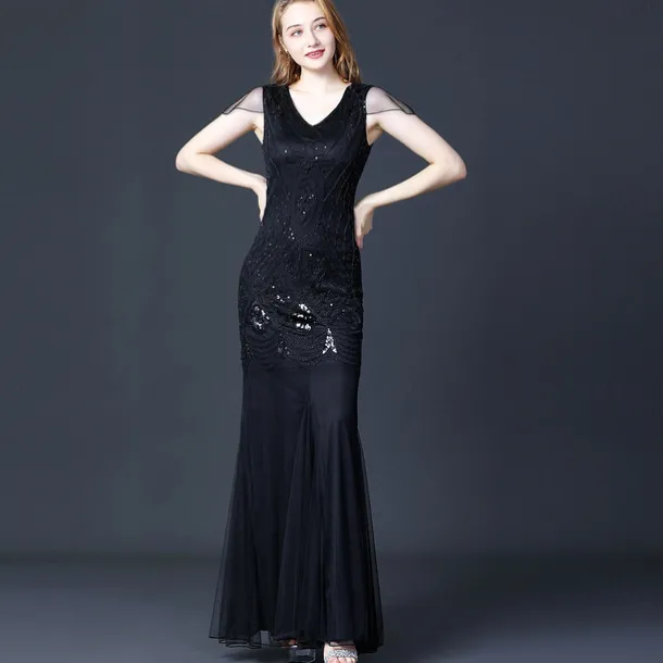 Retro Vintage Roaring 20s 1920s Flapper Dress Dress Masquerade The Great Gatsby Wedding Guest Sequins Fancy Dress Women's Masquerade Wedding Wedding Guest Party / Evening Adults' Dress Homecoming