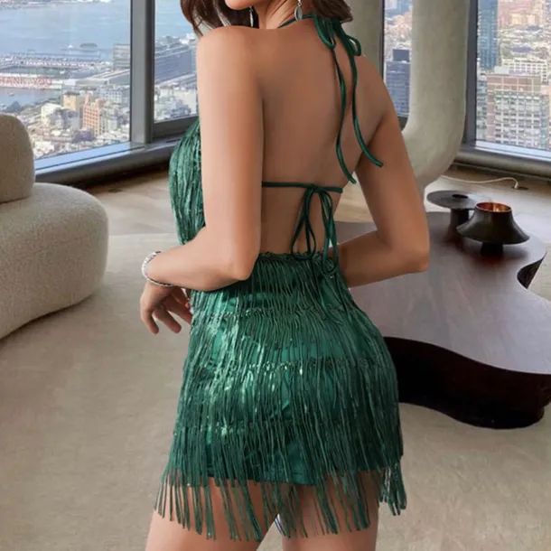 Retro Vintage Roaring 20s 1920s Flapper Dress Dress Masquerade The Great Gatsby Wedding Guest Sequins Tassel Fringe Fancy Dress Women's Masquerade Performance Wedding Wedding Guest Adults' Dress