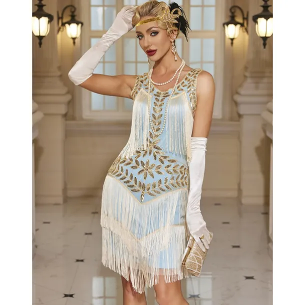 Retro Vintage Roaring 20s 1920s Dress Masquerade Christmas Party Dress Wedding Guest Sequins Tassel Fringe Fancy Dress Women's Halloween Carnival Masquerade Wedding Wedding Guest Party / Evening