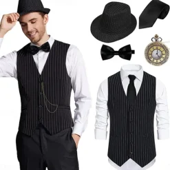 Retro Vintage Roaring 20s 1920s Flapper Dress Outfits Waistcoat The Great Gatsby Gentleman Wedding Guest Sequins Tassel Fringe Fancy Dress Men's Women's New Year Masquerade Party Prom Wedding