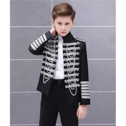 Retro Vintage Rococo Medieval Coat Suit Trousers Circus Jacket Prince Aristocrat Fancy Dress Boys' Birthday Party / Evening Prom Kid's Coat Pants