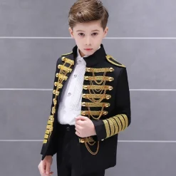 Retro Vintage Rococo Medieval Coat Suit Trousers Circus Jacket Prince Aristocrat Fancy Dress Boys' Birthday Party / Evening Prom Kid's Coat Pants