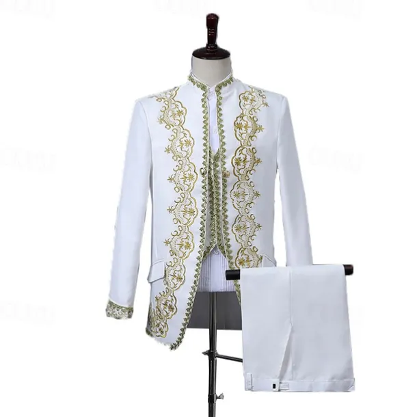 Retro Vintage Rococo Medieval Pants Suits & Blazers Waistcoat Prince Gentleman Aristocrat Fancy Dress Men's Event / Party Carnival of Venice Festival Adults Coat Vest Pants