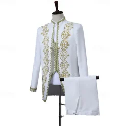 Retro Vintage Rococo Medieval Pants Suits & Blazers Waistcoat Prince Gentleman Aristocrat Fancy Dress Men's Event / Party Carnival of Venice Festival Adults Coat Vest Pants