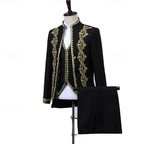 Retro Vintage Rococo Medieval Pants Suits & Blazers Waistcoat Prince Gentleman Aristocrat Fancy Dress Men's Event / Party Carnival of Venice Festival Adults Coat Vest Pants