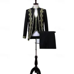 Retro Vintage Rococo Medieval Pants Suits & Blazers Waistcoat Prince Gentleman Aristocrat Fancy Dress Men's Event / Party Carnival of Venice Festival Adults Coat Vest Pants