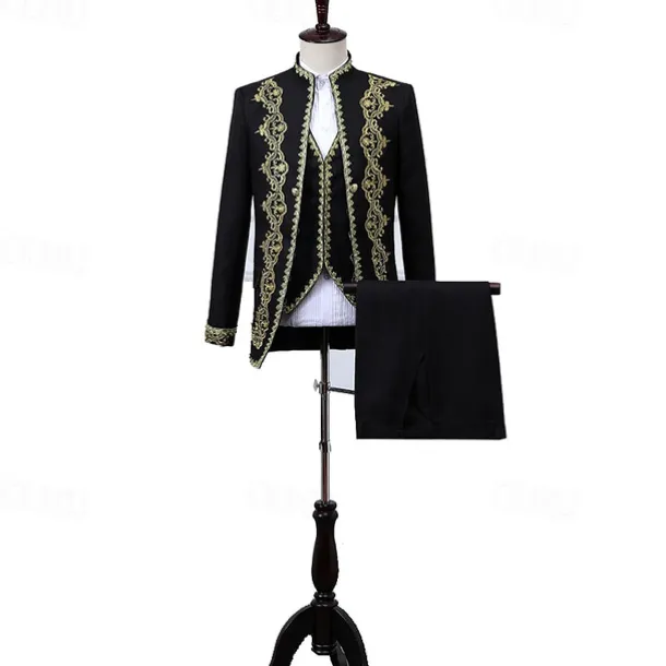 Retro Vintage Rococo Medieval Pants Suits & Blazers Waistcoat Prince Gentleman Aristocrat Fancy Dress Men's Event / Party Carnival of Venice Festival Adults Coat Vest Pants