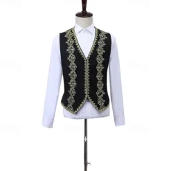 Retro Vintage Rococo Medieval Pants Suits & Blazers Waistcoat Prince Gentleman Aristocrat Fancy Dress Men's Event / Party Carnival of Venice Festival Adults Coat Vest Pants
