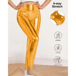 Retro Vintage 1970s Ankle Length Leggings PU Trousers Disco Shiny Latex Patent Metallic Fancy Dress Women's Halloween Carnival Pride Parade Pride Month Adults' Pants All Seasons