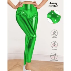 Retro Vintage 1970s Ankle Length Leggings PU Trousers Disco Shiny Latex Patent Metallic Fancy Dress Women's Halloween Carnival Pride Parade Pride Month Adults' Pants All Seasons