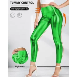 Retro Vintage 1970s Ankle Length Leggings PU Trousers Disco Shiny Latex Patent Metallic Fancy Dress Women's Halloween Carnival Pride Parade Pride Month Adults' Pants All Seasons