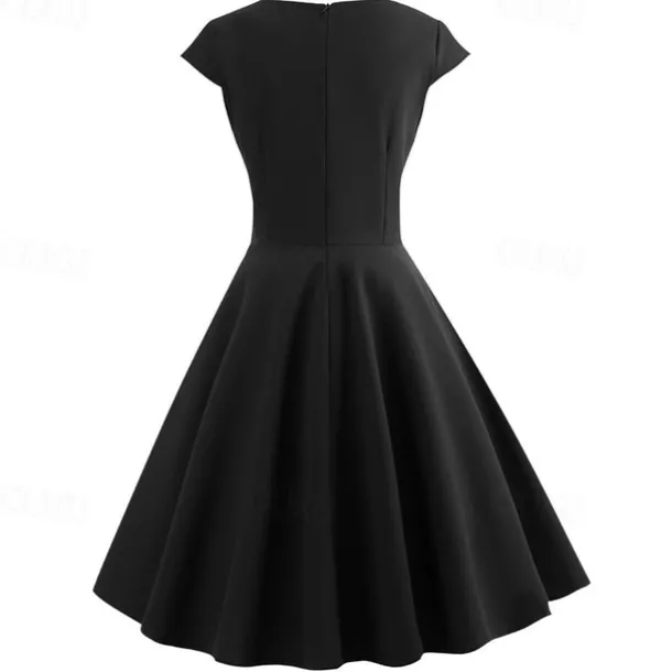 Retro Vintage 1950s Cocktail Dress Knee Length Dress Flare Dress Christmas Party Dress Normal A-Line V Neck Fancy Dress Women's Carnival New Year Masquerade Vacation Casual Dress Adults' Dress