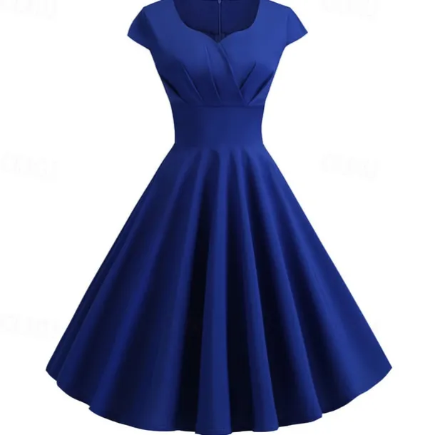Retro Vintage 1950s Cocktail Dress Knee Length Dress Flare Dress Christmas Party Dress Normal A-Line V Neck Fancy Dress Women's Carnival New Year Masquerade Vacation Casual Dress Adults' Dress
