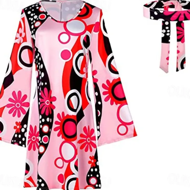 Retro Vintage 1970s Disco Dress Headwear Headwraps Flare Cuff Sleeve Hippie Fancy Dress Women's Party & Evening Pride Parade Pride Month Adults' Dress Headwear