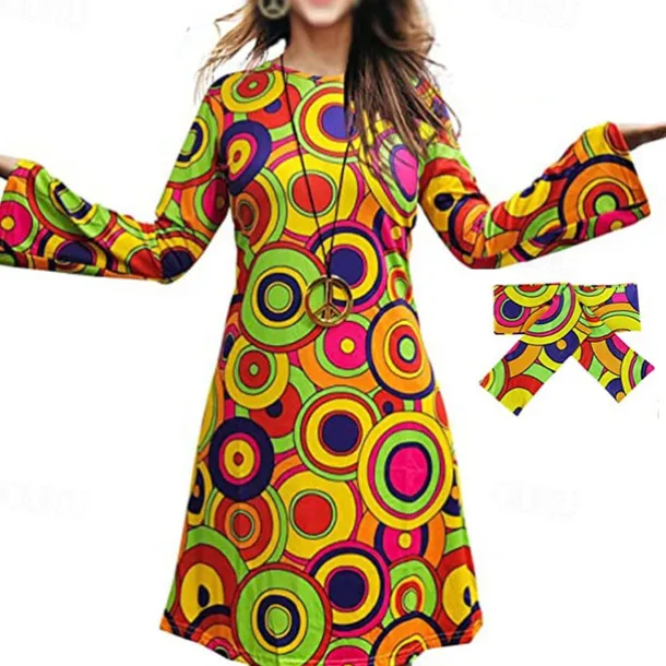 Retro Vintage 1970s Disco Dress Headwear Headwraps Flare Cuff Sleeve Hippie Fancy Dress Women's Party & Evening Pride Parade Pride Month Adults' Dress Headwear
