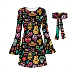 Retro Vintage 1970s Disco Dress Headwear Headwraps Flare Cuff Sleeve Hippie Fancy Dress Women's Party & Evening Pride Parade Pride Month Adults' Dress Headwear