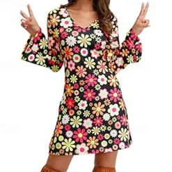 Retro Vintage 1970s Disco Dress Headwear Headwraps Flare Cuff Sleeve Hippie Fancy Dress Women's Party & Evening Pride Parade Pride Month Adults' Dress Headwear