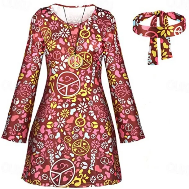 Retro Vintage 1970s Disco Dress Headwear Headwraps Flare Cuff Sleeve Hippie Fancy Dress Women's Party & Evening Pride Parade Pride Month Adults' Dress Headwear