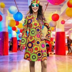 Retro Vintage 1970s Disco Dress Headband Flare Cuff Sleeve Hippie Fancy Dress Women's Carnival Masquerade Party / Evening Pride Parade Pride Month Adults' Dress Headband