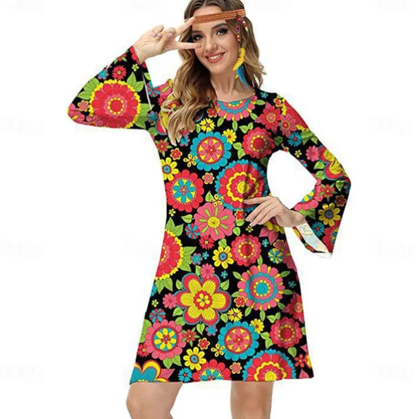 Retro Vintage 1970s Disco Dress Headband Flare Cuff Sleeve Hippie Fancy Dress Women's Carnival Masquerade Party / Evening Pride Parade Pride Month Adults' Dress Headband