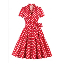 Retro Vintage 1950s Dress Swing Dress Plus Size Polka Dot Fancy Dress Women's Carnival Masquerade Daily Wear Bachelorette Party Adults' Dress Homecoming Dresses