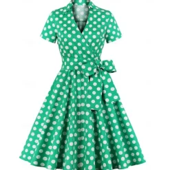 Retro Vintage 1950s Dress Swing Dress Plus Size Polka Dot Fancy Dress Women's Carnival Masquerade Daily Wear Bachelorette Party Adults' Dress Homecoming Dresses