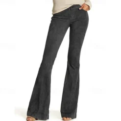 Retro Vintage 1960s Hippie Long Length Bell Bottom Pants Flared Trousers Hippie Solid Color Fit & Flare Fancy Dress Women's Carnival Daily Wear Pride Parade Pride Month Adults' Pants Spring & Summer