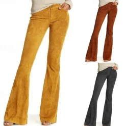 Retro Vintage 1960s Hippie Long Length Bell Bottom Pants Flared Trousers Hippie Solid Color Fit & Flare Fancy Dress Women's Carnival Daily Wear Pride Parade Pride Month Adults' Pants Spring & Summer