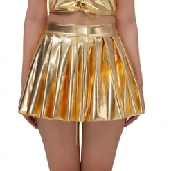Retro Vintage 1980s Mini Skirt Disco Shiny Latex Patent Metallic Fancy Dress Women's Halloween Carnival Pride Parade Pride Month Adults' Skirt Summer