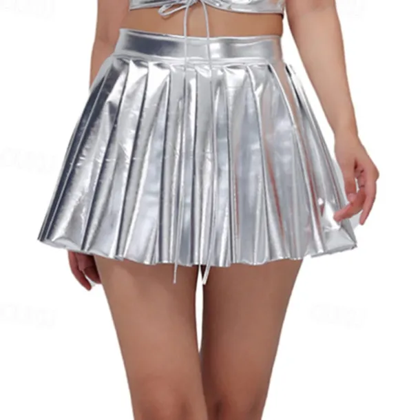Retro Vintage 1980s Mini Skirt Disco Shiny Latex Patent Metallic Fancy Dress Women's Halloween Carnival Pride Parade Pride Month Adults' Skirt Summer