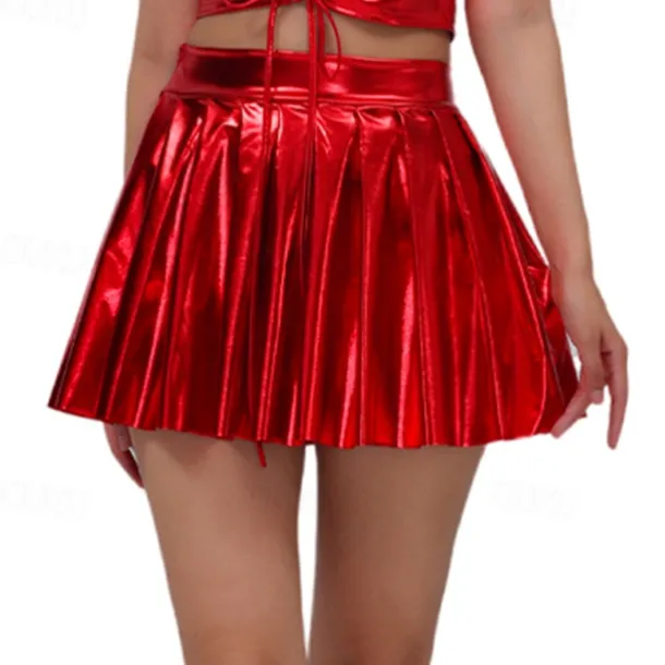 Retro Vintage 1980s Mini Skirt Disco Shiny Latex Patent Metallic Fancy Dress Women's Halloween Carnival Pride Parade Pride Month Adults' Skirt Summer