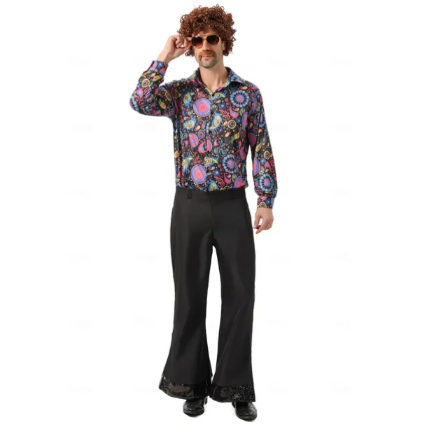 Retro Vintage 1970s Outfits Party Costume Hippie Disco Fancy Dress Men's Christmas Halloween Carnival Prom Club Pride Parade Adults' Shirt Pants