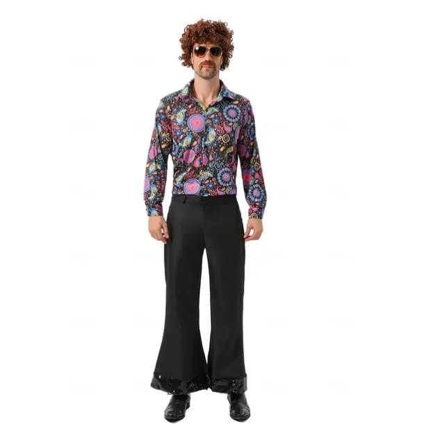 Retro Vintage 1970s Outfits Party Costume Hippie Disco Fancy Dress Men's Christmas Halloween Carnival Prom Club Pride Parade Adults' Shirt Pants