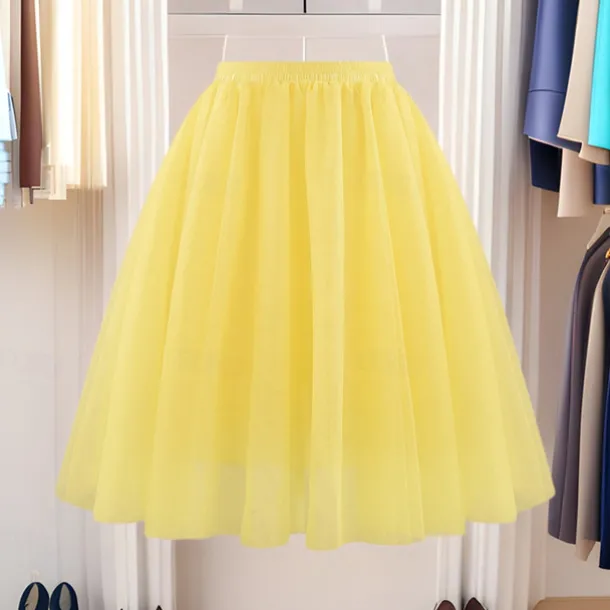 Retro Vintage 1950s Petticoat Hoop Skirt Under Skirt Tulle Skirt A-Line Fancy Dress Women's Masquerade Party Evening Wear Cocktail Party Tea Party Adults' Skirt