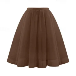 Retro Vintage 1950s Petticoat Hoop Skirt Under Skirt Tulle Skirt A-Line Fancy Dress Women's Masquerade Party Evening Wear Cocktail Party Tea Party Adults' Skirt