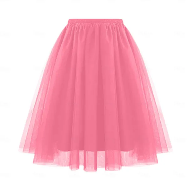 Retro Vintage 1950s Petticoat Hoop Skirt Under Skirt Tulle Skirt A-Line Fancy Dress Women's Masquerade Party Evening Wear Cocktail Party Tea Party Adults' Skirt