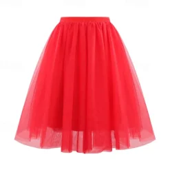 Retro Vintage 1950s Petticoat Hoop Skirt Under Skirt Tulle Skirt A-Line Fancy Dress Women's Masquerade Party Evening Wear Cocktail Party Tea Party Adults' Skirt