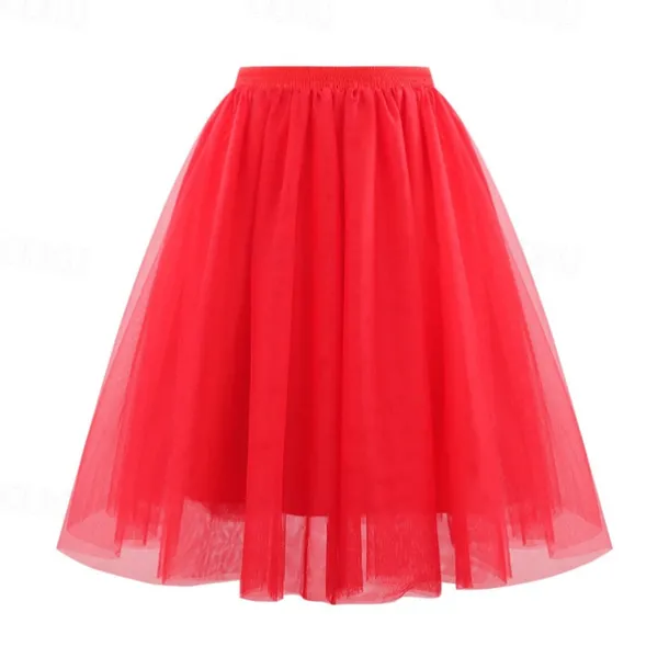 Retro Vintage 1950s Petticoat Hoop Skirt Under Skirt Tulle Skirt A-Line Fancy Dress Women's Masquerade Party Evening Wear Cocktail Party Tea Party Adults' Skirt