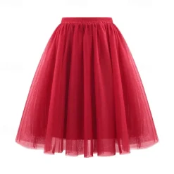 Retro Vintage 1950s Petticoat Hoop Skirt Under Skirt Tulle Skirt A-Line Fancy Dress Women's Masquerade Party Evening Wear Cocktail Party Tea Party Adults' Skirt