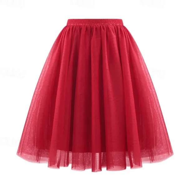 Retro Vintage 1950s Petticoat Hoop Skirt Under Skirt Tulle Skirt A-Line Fancy Dress Women's Masquerade Party Evening Wear Cocktail Party Tea Party Adults' Skirt