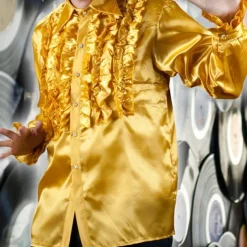 Retro Vintage 1970s Rave Shirt Disco Ruffle Fancy Dress Men's Halloween Carnival Music Festival Pride Parade Pride Month Adults Shirt All Seasons