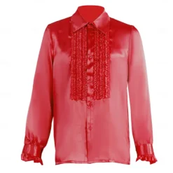 Retro Vintage 1970s Rave Shirt Disco Ruffle Fancy Dress Men's Halloween Carnival Music Festival Pride Parade Pride Month Adults Shirt All Seasons