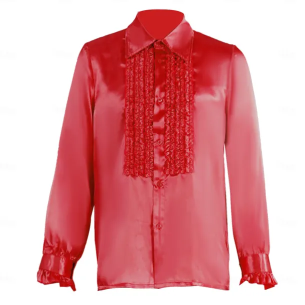 Retro Vintage 1970s Rave Shirt Disco Ruffle Fancy Dress Men's Halloween Carnival Music Festival Pride Parade Pride Month Adults Shirt All Seasons