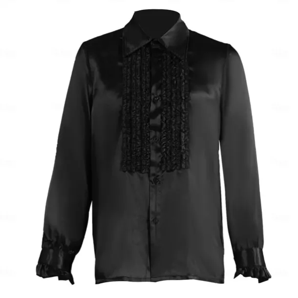 Retro Vintage 1970s Rave Shirt Disco Ruffle Fancy Dress Men's Halloween Carnival Music Festival Pride Parade Pride Month Adults Shirt All Seasons