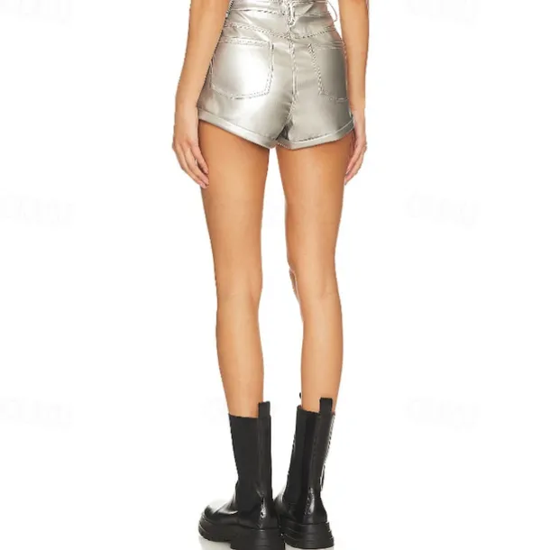 Retro Vintage 1980s Rave Shorts Disco Shiny Latex Patent Metallic Fancy Dress Women's Halloween Carnival Music Festival Pride Parade Pride Month Adults' Shorts Summer