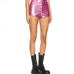 Retro Vintage 1980s Rave Shorts Disco Shiny Latex Patent Metallic Fancy Dress Women's Halloween Carnival Music Festival Pride Parade Pride Month Adults' Shorts Summer