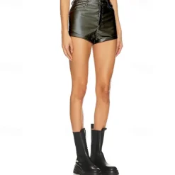 Retro Vintage 1980s Rave Shorts Disco Shiny Latex Patent Metallic Fancy Dress Women's Halloween Carnival Music Festival Pride Parade Pride Month Adults' Shorts Summer