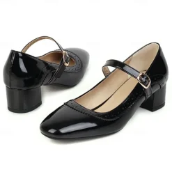 Retro Vintage 1950s Roaring 20s Shoes Mary Jane Shoes Chunky Heels Buckle Solid Color Fancy Dress Women's Casual Daily Bachelorette Party Adults' Shoes Spring Fall