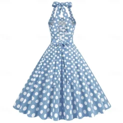 Retro Vintage 1950s Rockabilly A-Line Dress Swing Dress Halter Polka Dot Fancy Dress Women's Masquerade Casual Daily Bachelorette Party Adults' Dress Homecoming Dresses Spring & Summer