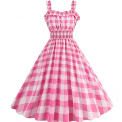 Retro Vintage 1950s Rockabilly Dress Swing Dress Plaid / Check Checkered Gingham Fancy Dress Women's Carnival Masquerade Dailywear Bachelorette Party Adults Dress Homecoming Dresses
